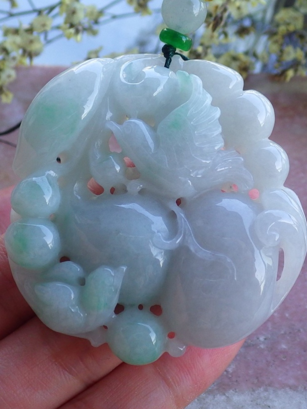 Certified Natural Burma A Jade jadeite Mandarin Duck Bird Pendant Necklace